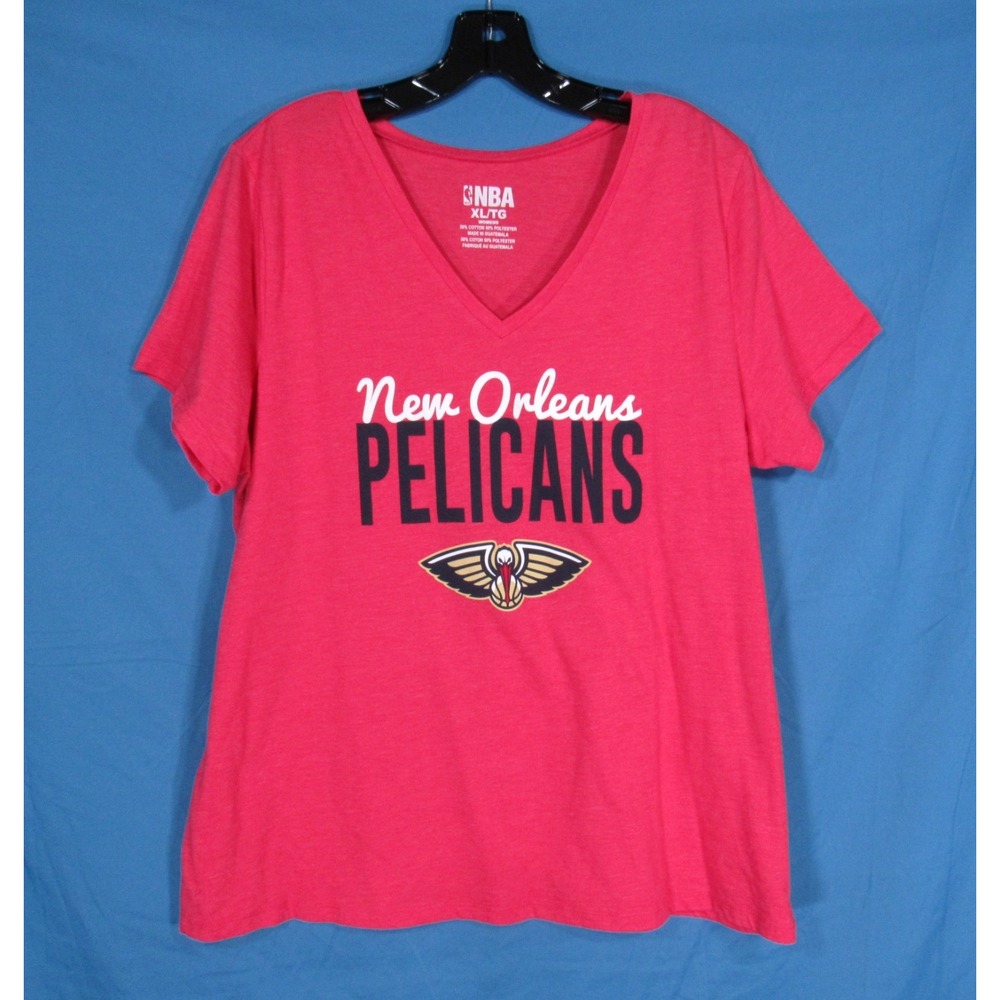 NBA Women's NEW ORLEANS PELICANS BASKETBALL Logo V-NECK Jersey Knit T-SHIRT XL